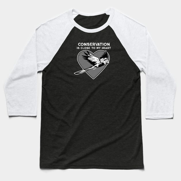 Macaw Conservation Heart Baseball T-Shirt by Peppermint Narwhal